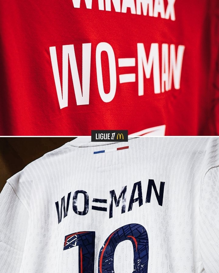 法甲英語官推曬巴黎、雷恩國際婦女節(jié)特別球衣：WO=MAN