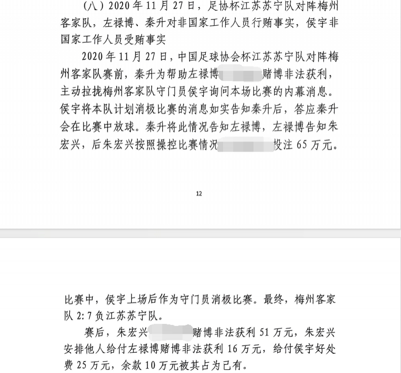 網(wǎng)傳判決書：足協(xié)杯梅州2-7江蘇，梅州門將侯宇收25萬消極比賽